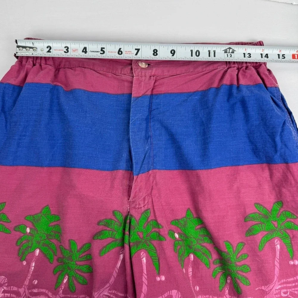 VTG Chaps Ralph Lauren Men's Tropical Palm Tree Stripe Swim Trunks Shorts Size M